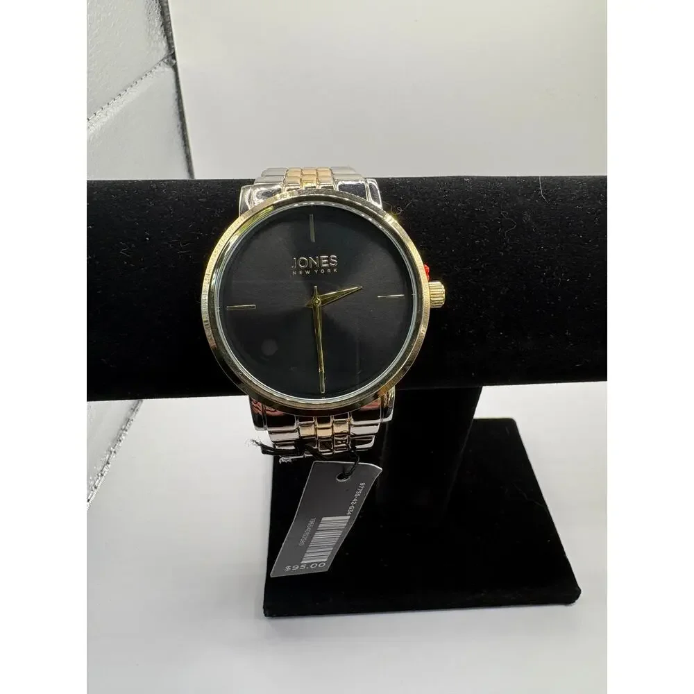 Jones New York Watch Black Dial Two-Tone Bracelet Nwt Style 9775S Silver